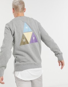 Серый свитшот с круглым вырезом горловины HUF Prism Trail
