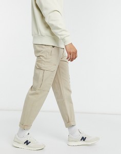 Светло-бежевые облегающие брюки карго Topman-Светло-бежевый