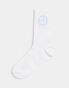Белые высокие носки с логотипом ASOS DESIGN-Белый
