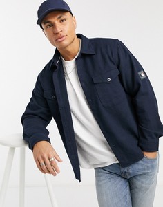 Темно-синяя саржевая рубашка навыпуск с 2 карманами Tommy Hilfiger-Темно-синий
