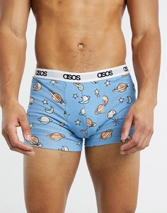 Боксеры-брифы с космическим принтом ASOS DESIGN-Голубой
