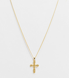 Цепочка с крестом из позолоченного стерлингового серебра Reclaimed Vintage Inspired-Золотистый