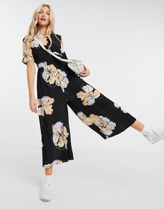 Чайный комбинезон с крупным цветочным принтом и пуговицами на спине ASOS DESIGN-Многоцветный