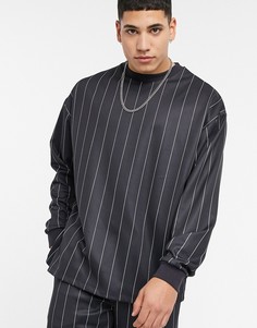 Свитшот в стиле oversized в полоску от комплекта ASOS DESIGN-Черный