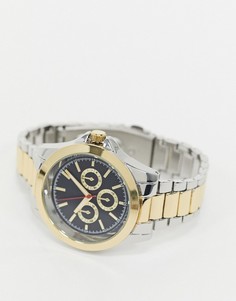 Часы с золотистым браслетом и синим циферблатом Topman-Золотистый