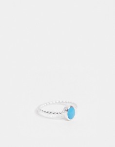 Кольцо из стерлингового серебра с бирюзовым камнем ASOS DESIGN-Серебряный