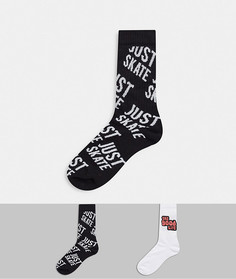 Набор из двух пар спортивных носков со скейтерскими надписями ASOS DESIGN-Многоцветный