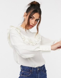 Кремовая блузка с оборками Vila-Кремовый