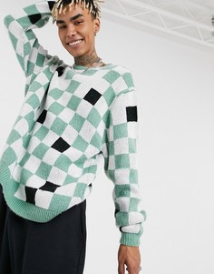 Мятно-зеленый джемпер oversized в крупную клетку ASOS DESIGN
