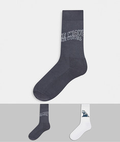 Набор из двух пар спортивных носков с волнообразным узором ASOS DESIGN-Белый