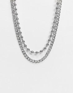 Серебристое ожерелье-цепочка с массивными звеньями Topshop-Серебристый