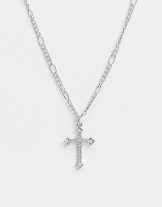Серебристое ожерелье с подвеской в виде креста Topshop-Серебристый