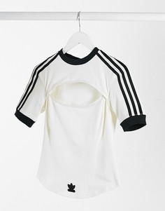 Белая облегающая футболка с тремя полосами adidas Originals x Paolina Russo-Белый