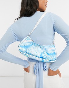 Сумка на плечо в стиле 90-х с синим мраморным принтом ASOS DESIGN-Черный