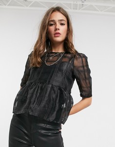 Черный свободный топ из органзы Vero Moda