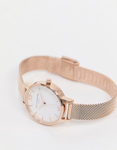 Часы с сетчатым ремешком цвета розового золота и белым циферблатом Olivia Burton-Золотистый