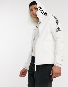 Белый худи с 3 полосками и молнией adidas ZNE
