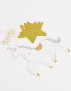 Гирлянда из новогодних бумажных флажков с принцессой и единорогом Sass & Belle-Розовый