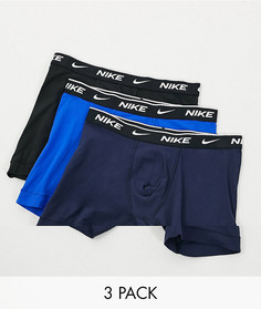 Набор из 3 хлопковых эластичных боксеров-брифов черного/темно-синего/синего цвета Nike-Многоцветный