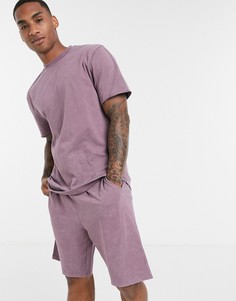 Фиолетовые шорты и футболка для дома ASOS DESIGN-Коричневый