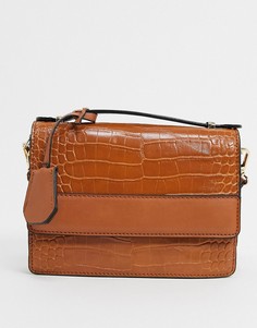 Темно-оранжевая сумка с ремешком-цепочкой и эффектом крокодиловой кожи Truffle-Светло-коричневый