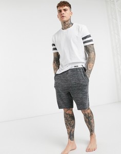Шорты и футболка для дома с меланжевыми вставками и логотипом на поясе ASOS DESIGN-Белый