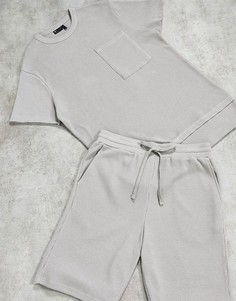 Серые шорты и футболка из вафельного трикотажа для дома ASOS DESIGN-Серый