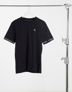 Черная футболка с фирменной лентой River Island-Белый