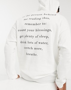 Молочно-белые шорты и худи для дома с текстом позитивной мантры ASOS DESIGN-Бежевый