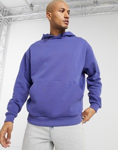 Фиолетовый худи в стиле oversized с пуговицами «моржовый клык» по краю ASOS DESIGN-Голубой
