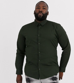 Зеленая приталенная рубашка из поплина Only & Sons Plus-Зеленый