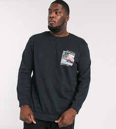 Черный свитшот с круглым вырезом и логотипом Jack & Jones Originals Plus