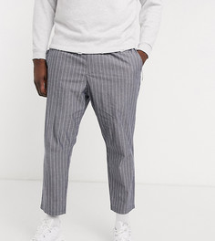 Серые суженные книзу брюки длиной до щиколотки в тонкую полоску Only & Sons Plus-Голубой