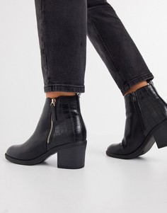 Черные ботильоны на среднем каблуке с молнией Schuh Amy-Черный