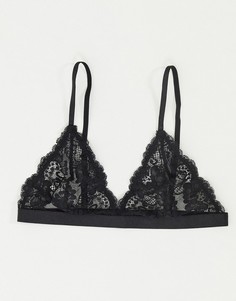 Мягкий кружевной бюстгальтер с треугольными чашечками ASOS DESIGN-Черный