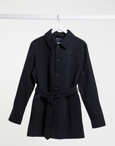 Черная однобортная джинсовая куртка ASOS DESIGN-Черный