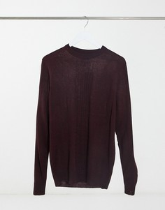 Вязаный мягкий джемпер бордового цвета с узором «косы» Threadbare-Красный