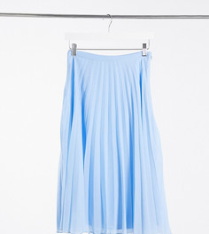 Голубая плиссированная юбка миди ASOS DESIGN Petite-Голубой