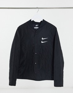 Черная стеганая куртка с логотипом-галочкой Nike-Черный