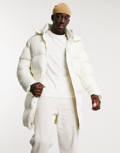 Светло-бежевый удлиненный экологичный пуховик ASOS DESIGN-Кремовый