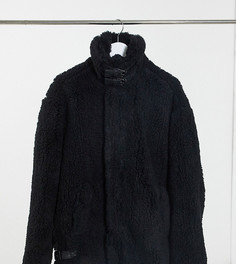 Черная куртка-авиатор в стиле oversized из искусственного меха ASOS DESIGN Tall-Черный
