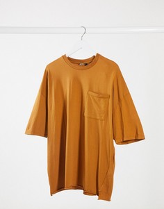 Оранжевая выбеленная oversized-футболка с карманом от комплекта ASOS DESIGN-Светло-коричневый
