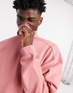 Oversized-свитшот выбеленного розового цвета с короткой молнией ASOS DESIGN-Розовый