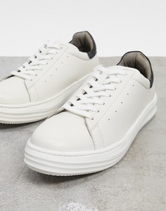 Белые кожаные кроссовки на массивной наборной подошве Bolongaro Trevor-Белый