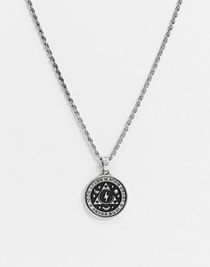 Серебристое ожерелье с космической подвеской черного цвета с эмалью Icon Brand-Серебряный