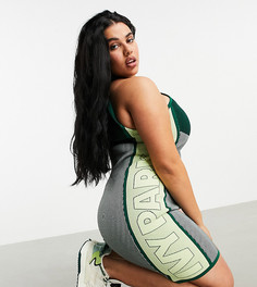 Темно-зеленое трикотажное платье миди с высоким воротом adidas x IVY PARK Plus-Зеленый