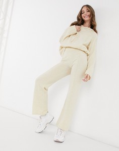 Трикотажные широкие брюки кремового цвета от комплекта ASOS DESIGN-Розовый