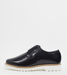Лакированные кожаные ботинки черного цвета для широкой стопы на шнуровке и на массивной подошве Ben Sherman-Черный