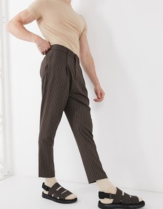 Темно-серые суженные строгие брюки от комплекта ASOS DESIGN-Коричневый