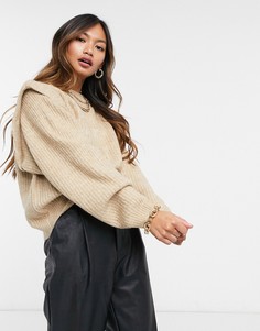 Бежевый джемпер с фактурными проймами ASOS DESIGN-Светло-бежевый